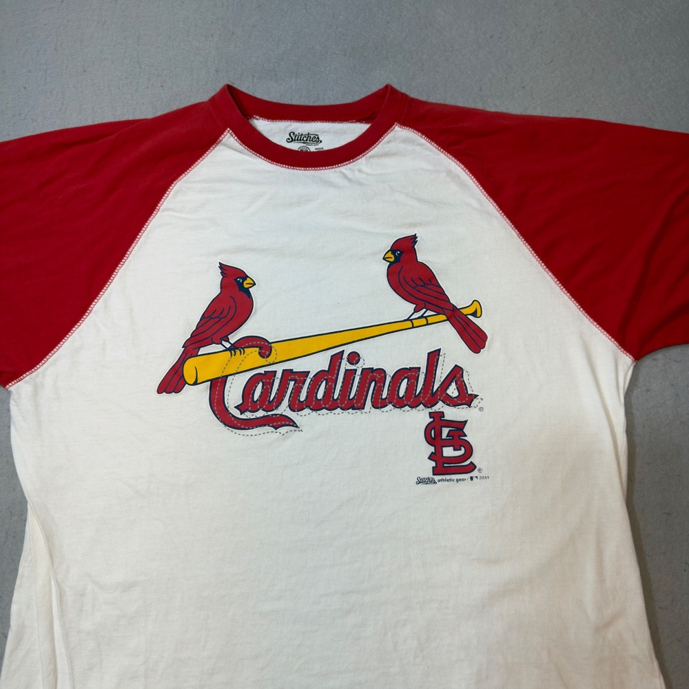 Stitches St. Louis Cardinals MLB Raglan Graphic T-Shirt Mens‎ XL White Red 2011